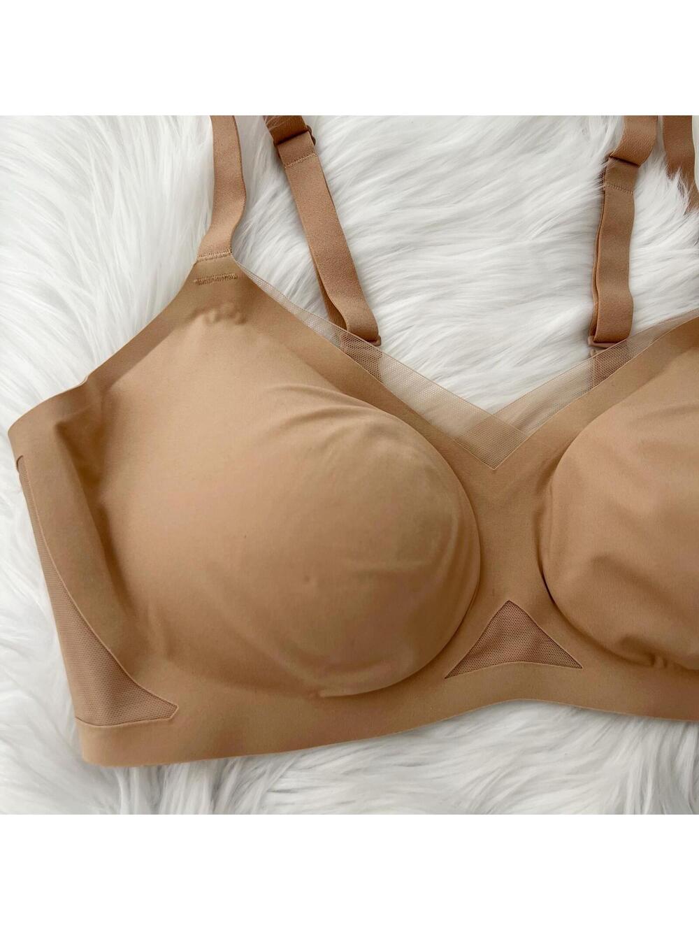 Honeylove CrossOver Wireless Bra Beige Nude Padded Mesh L 38B/C LWBR0302V3 - Picture 2 of 3